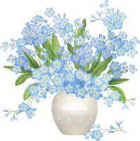a vase of forget me not flowers